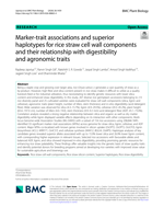 Marker-trait associations and superior haplotypes for rice straw cell wall components and their relationship with digestibility and agronomic traits