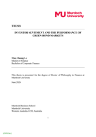 INVESTOR SENTIMENT AND THE PERFORMANCE OF GREEN BOND MARKETS