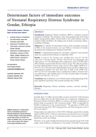 Determinant factors of immediate outcomes of Neonatal Respiratory Distress Syndrome in Gondar, Ethiopia