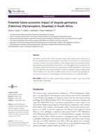 Potential future economic impact of Vespula germanica (Fabricius) (Hymenoptera, Vespidae) in South Africa