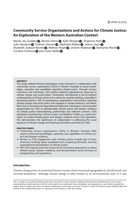 Community Service Organizations and Actions for Climate Justice: An Exploration of the Western Australian Context