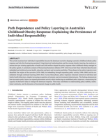 Social Policy & Administration Path Dependence and Policy Layering in Australia's Childhood Obesity Response: Explaining the Persistence of Individual Responsibility