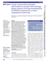 Energy conservation education intervention for people with end-stage kidney disease receiving haemodialysis (EVEREST): protocol for a cluster randomised control trial