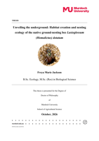 Unveiling the underground: Habitat creation and nesting ecology of the native ground-nesting bee Lasioglossum (Homalictus) dotatum