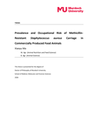 Prevalence and Occupational Risk of Methicillin- Resistant Staphylococcus aureus Carriage in Commercially Produced Food Animals